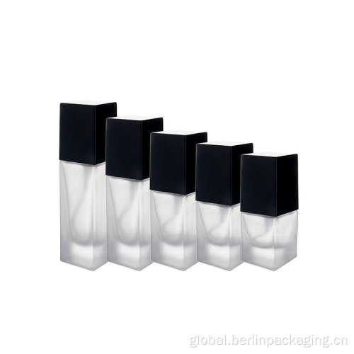 Square Essential Oil Glass Bottles Frosted Square Glass Bottles with Treatment Pump ( 30, 35, 40ml ) Manufactory